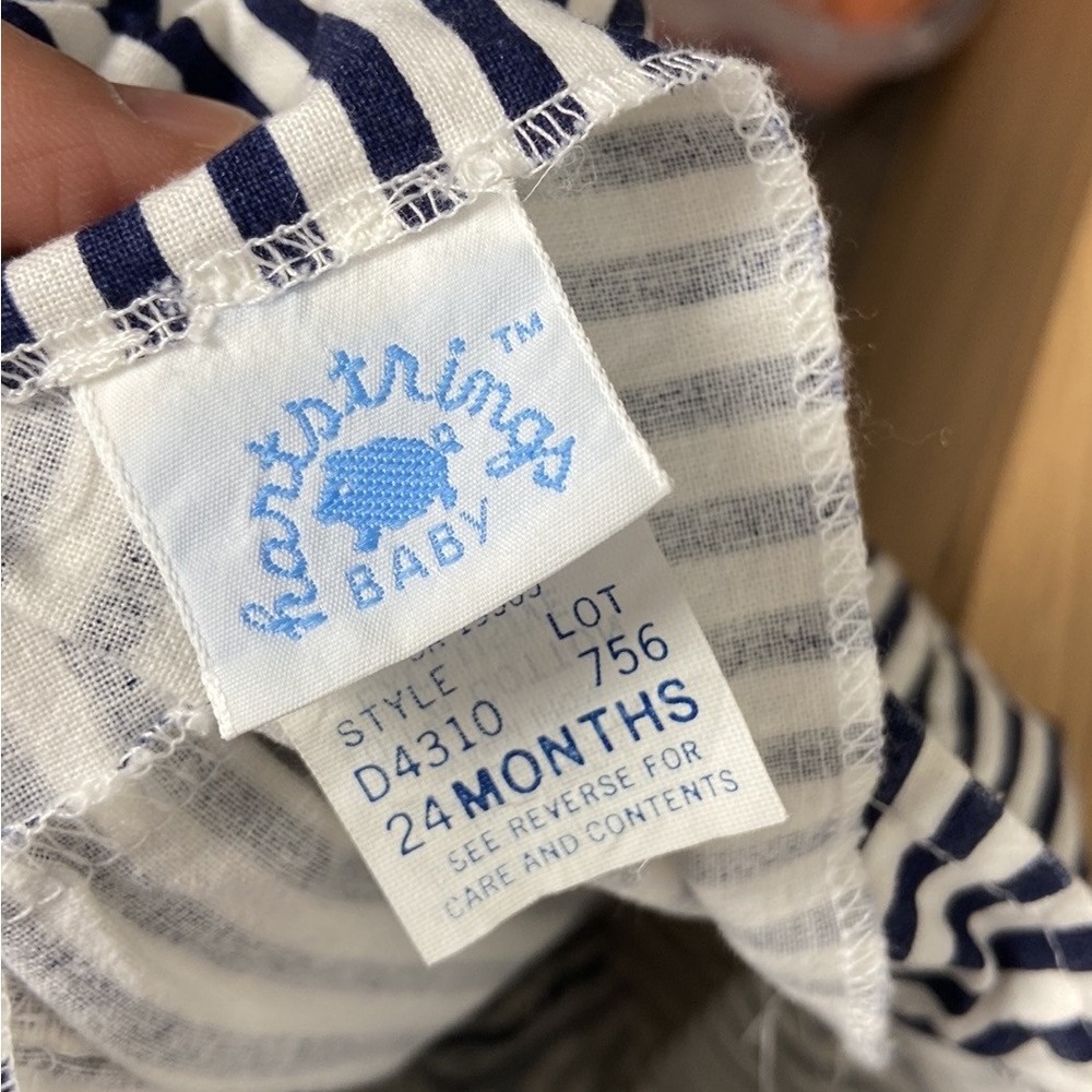 Vintage Heartstrings Baby 24 Months Striped Overalls American Flag Patch Striped - Picture 7 of 8